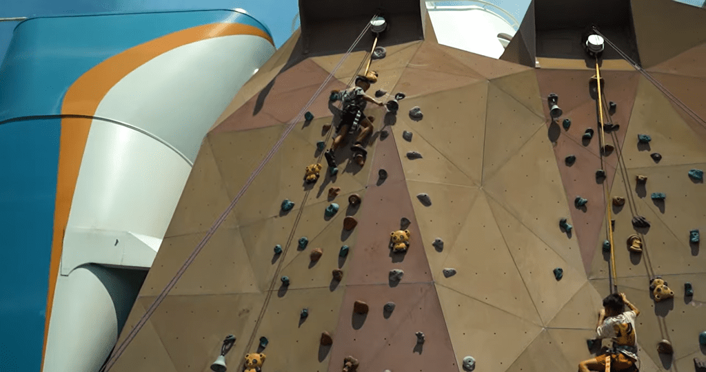 Rock climbing wall onboard Royal Caribbean's Spectrum of the Seas