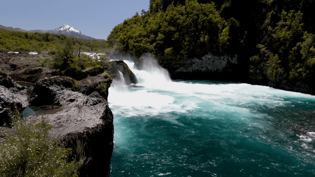 Petrohué Falls cascading through lush greenery in Chile