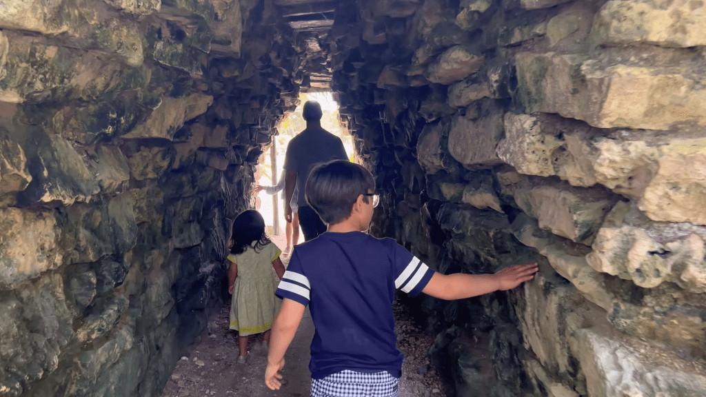 Mariya’s kids exploring the ancient Mayan ruins of Tulum.