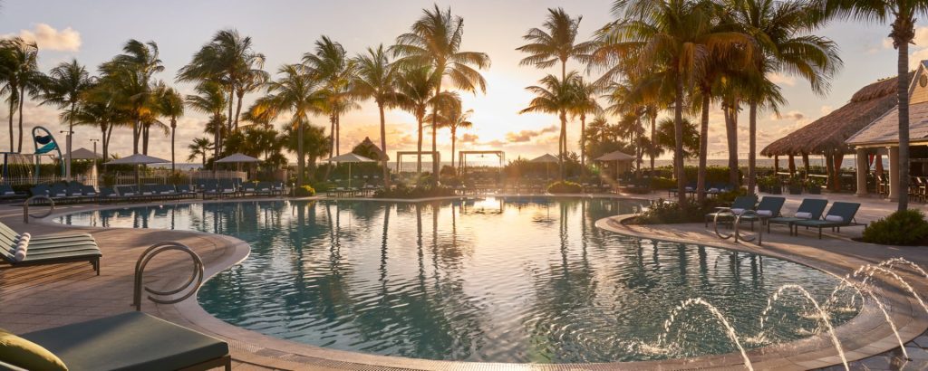 The Ritz-Carlton Key Biscayne hotel with stunning ocean views, located in a prime Miami beach area.