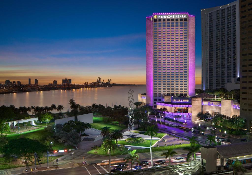 InterContinental Miami hotel exterior with modern architecture, located near the cruise port.